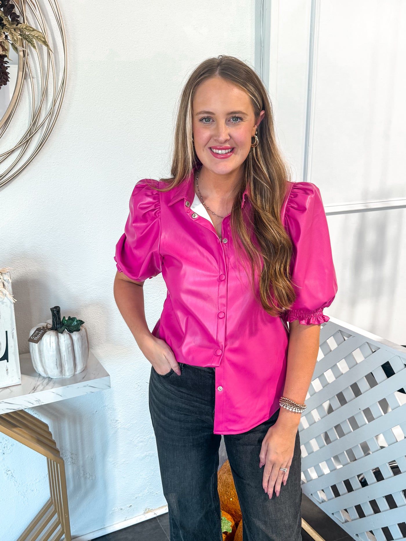Pink Leather Top