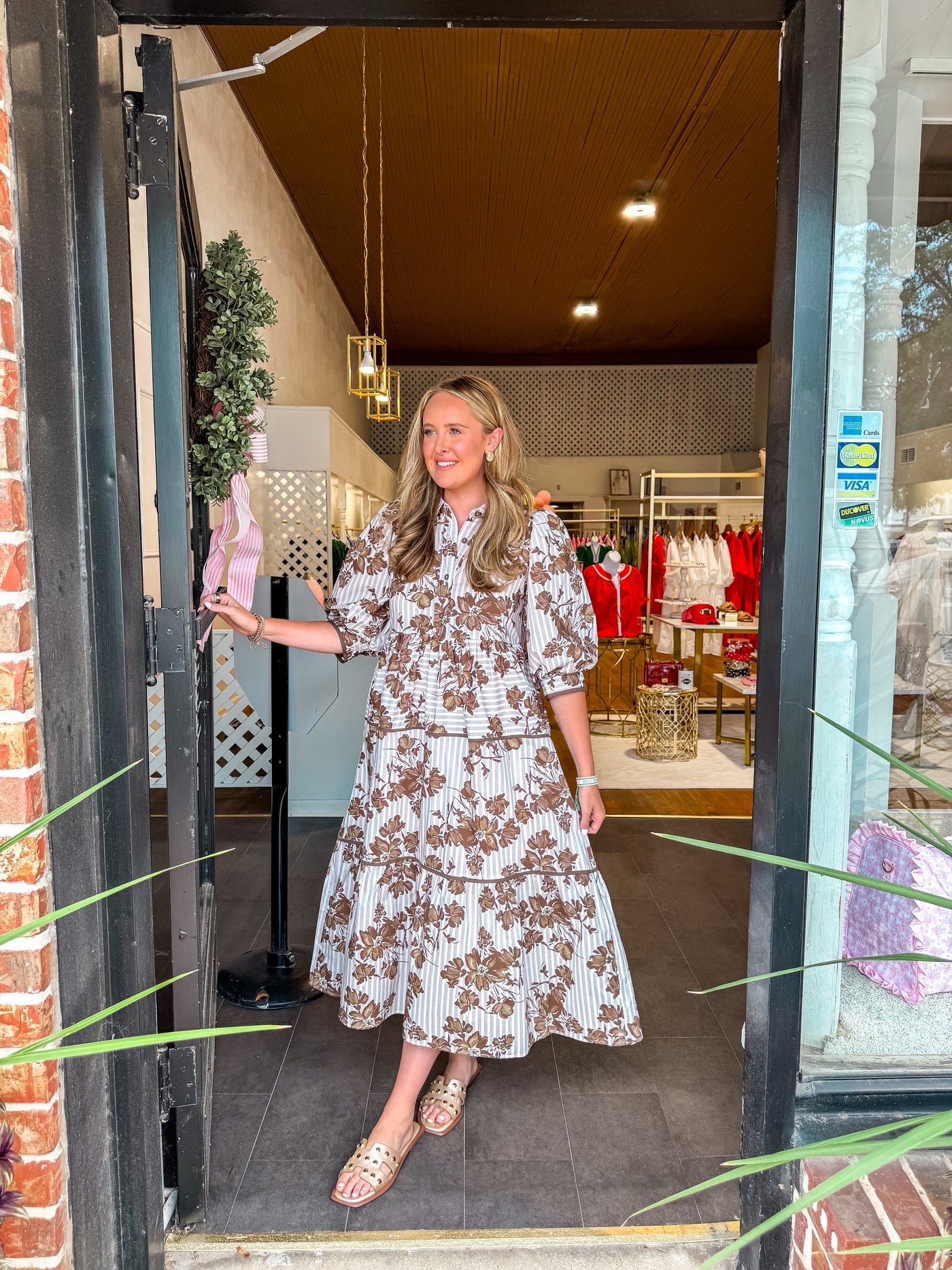In Style Brown Floral Dress