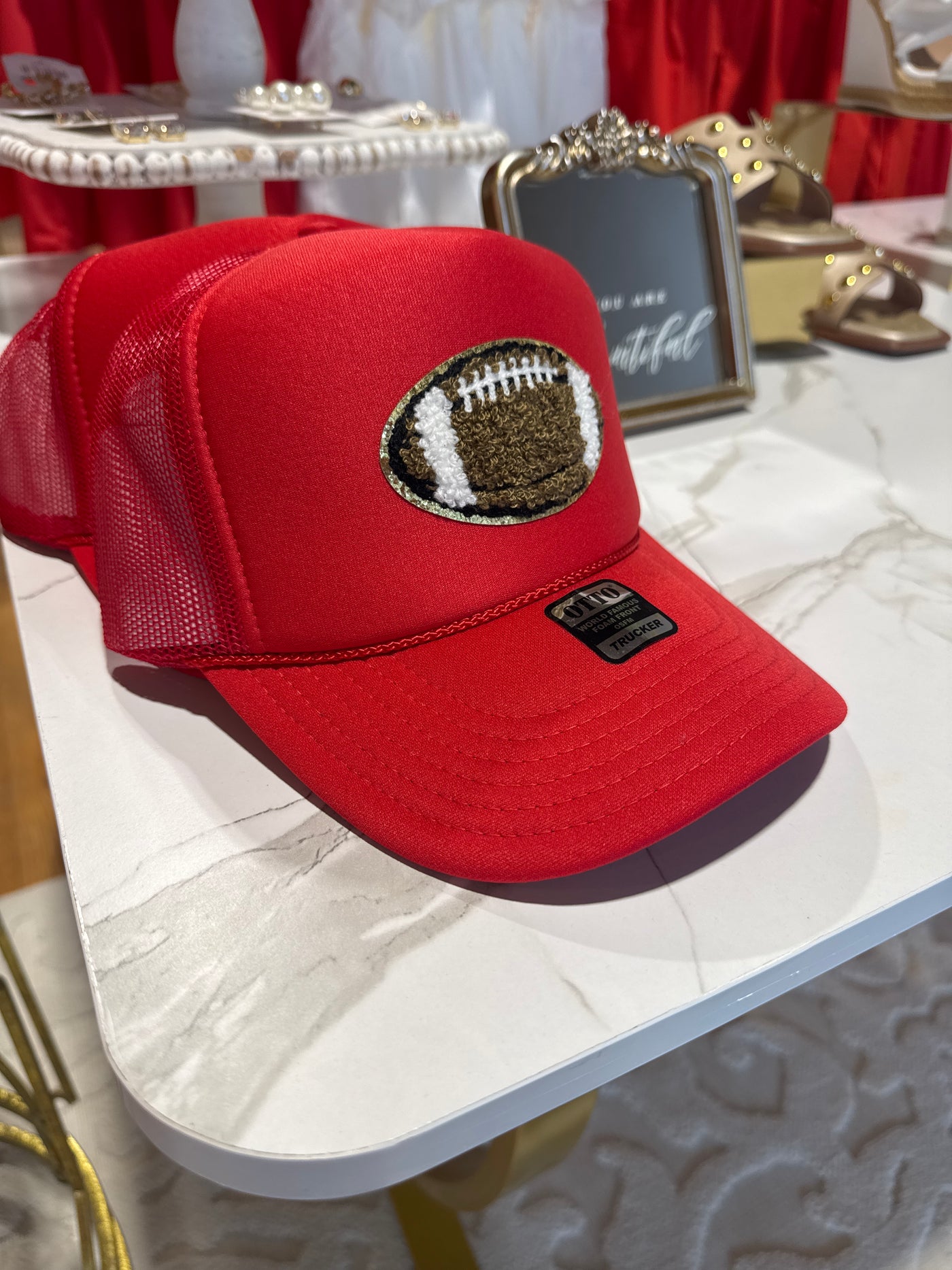 Red Football Trucker Hat