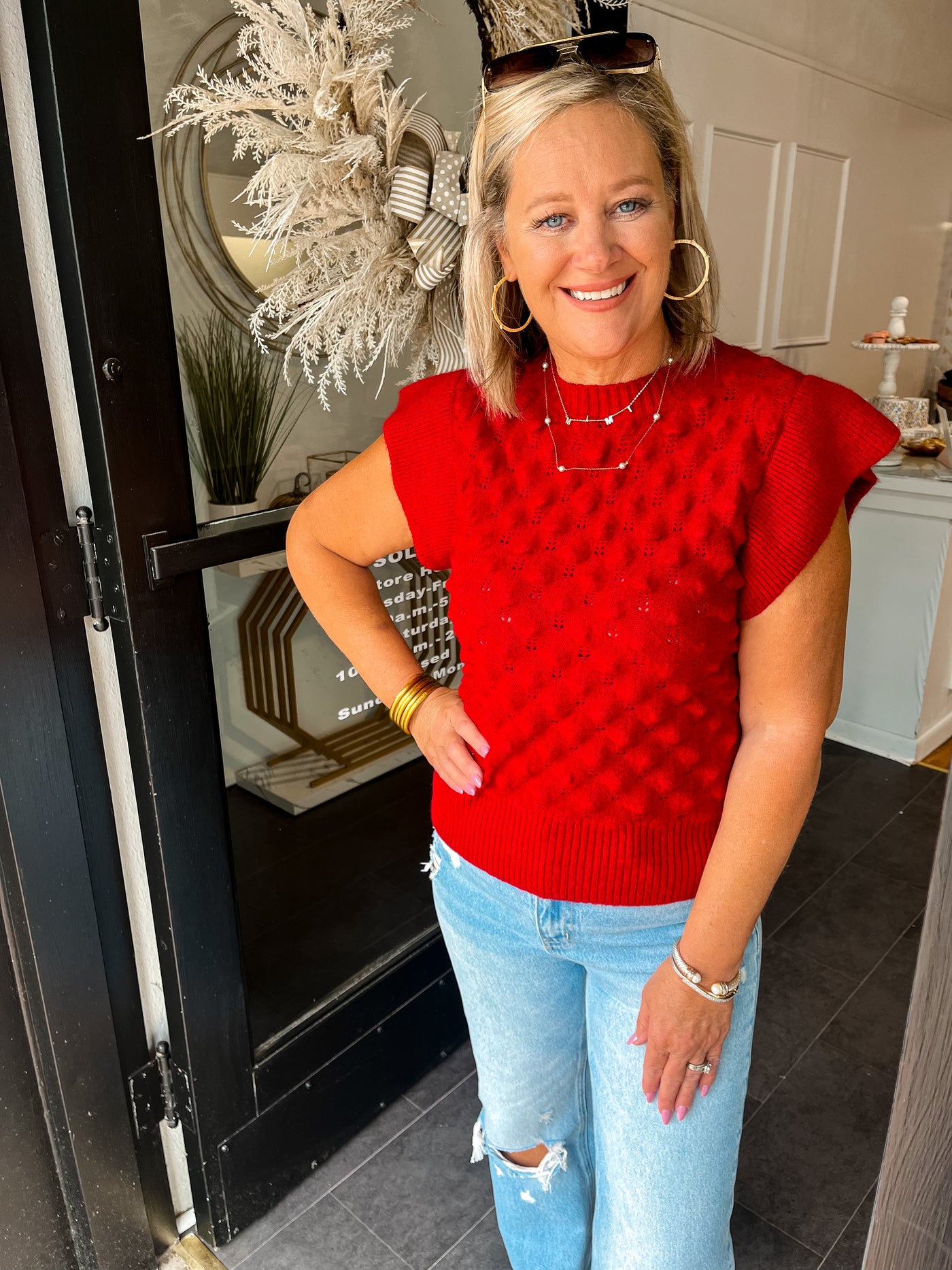 Just Your Style Sweater Vest-Red