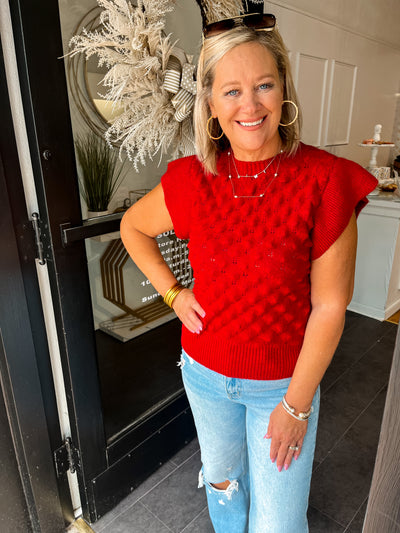 Just Your Style Sweater Vest-Red