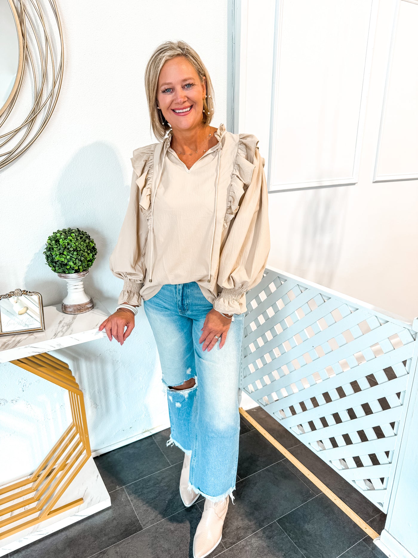 One and Only Fall Beige Blouse