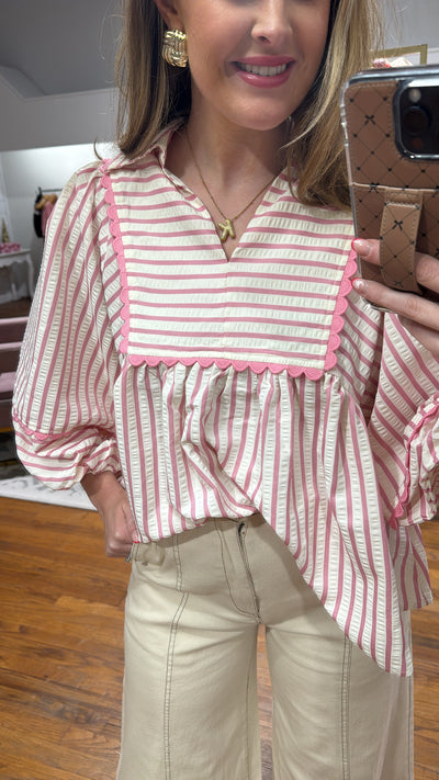 All Pink Stripe Blouse