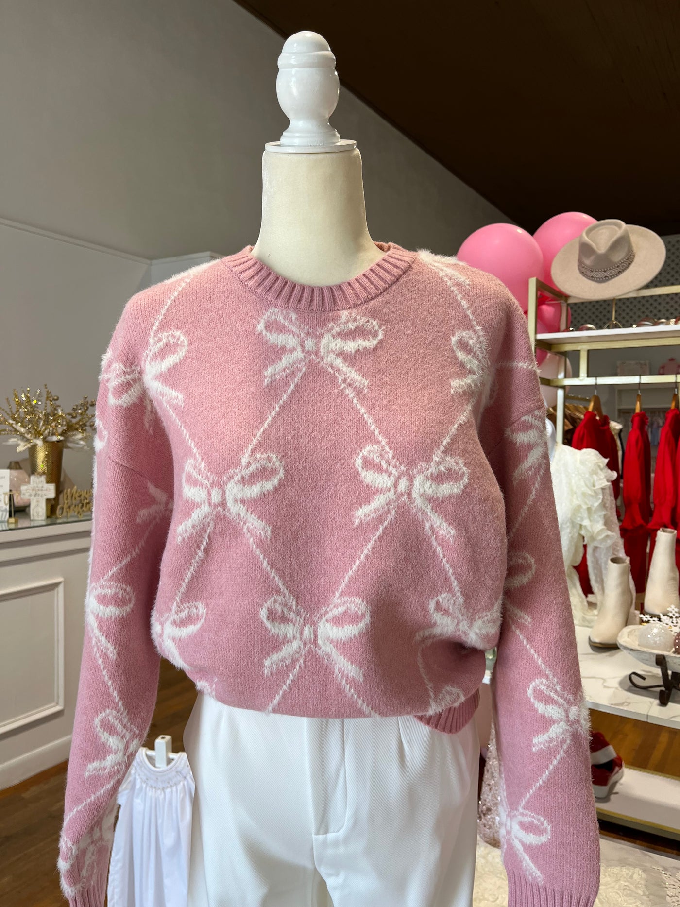Ballerina Bow Pink Sweater