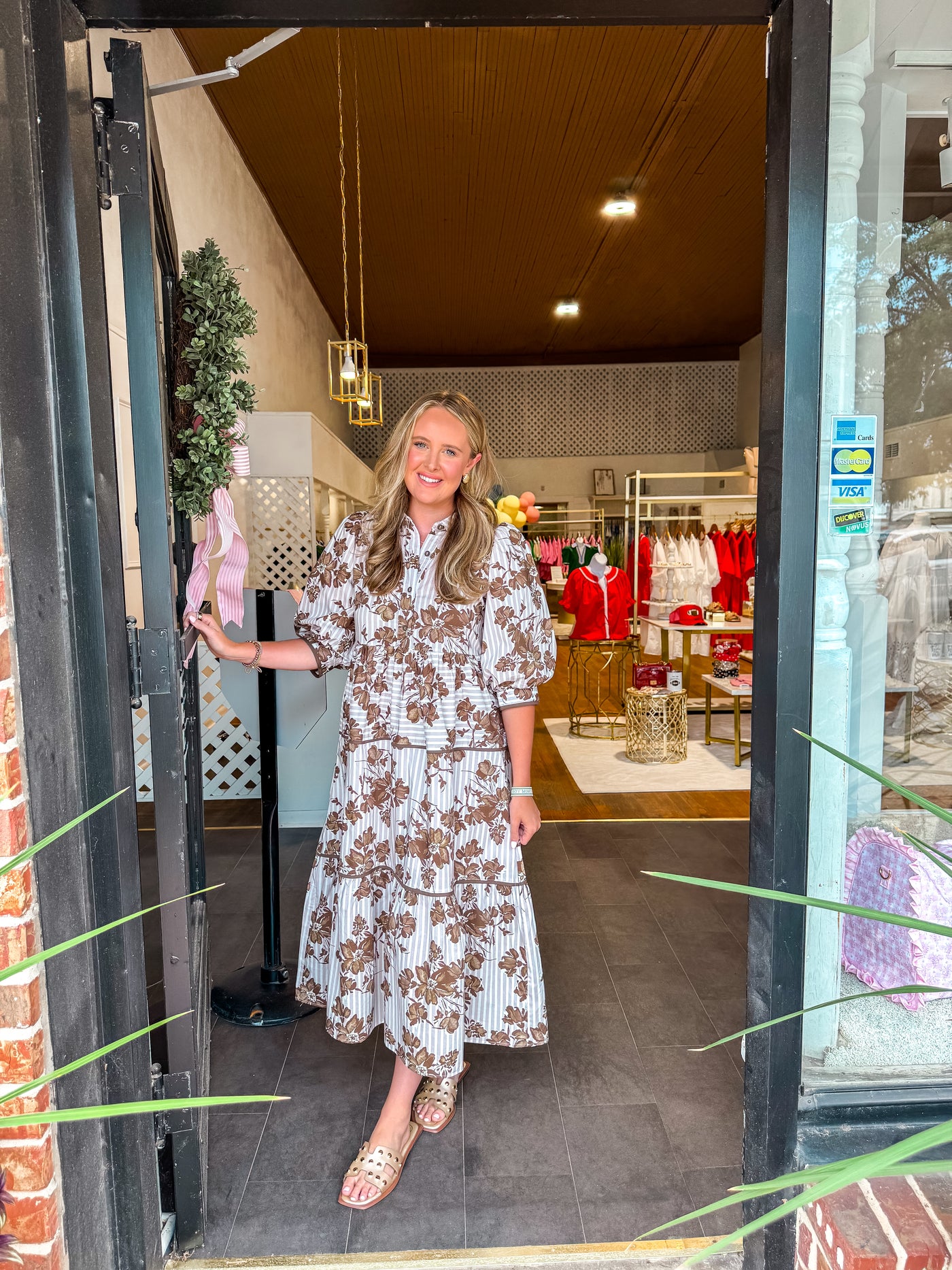 In Style Brown Floral Dress
