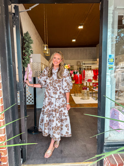 In Style Brown Floral Dress