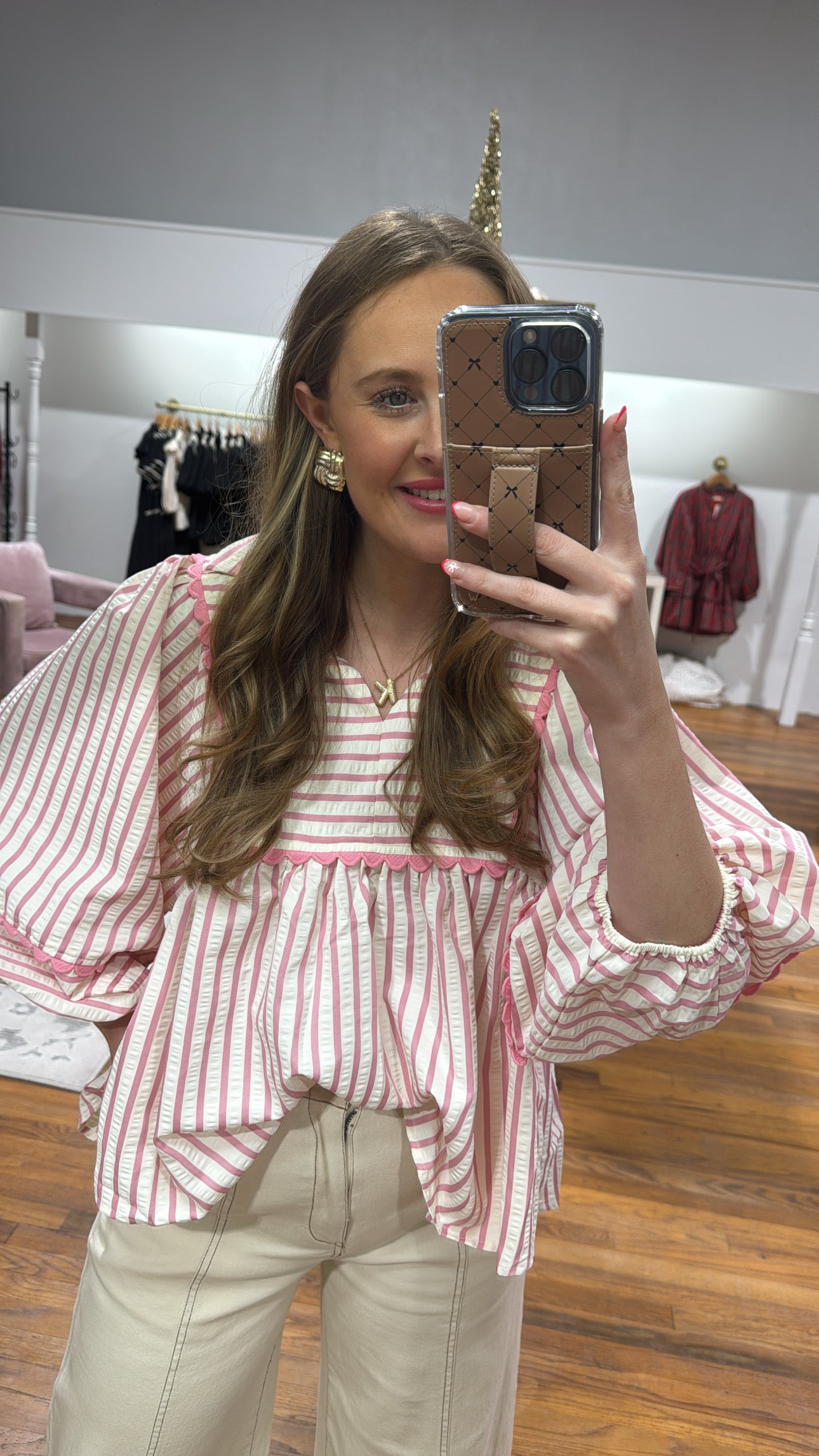 All Pink Stripe Blouse