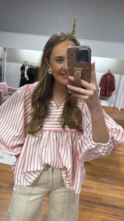 All Pink Stripe Blouse