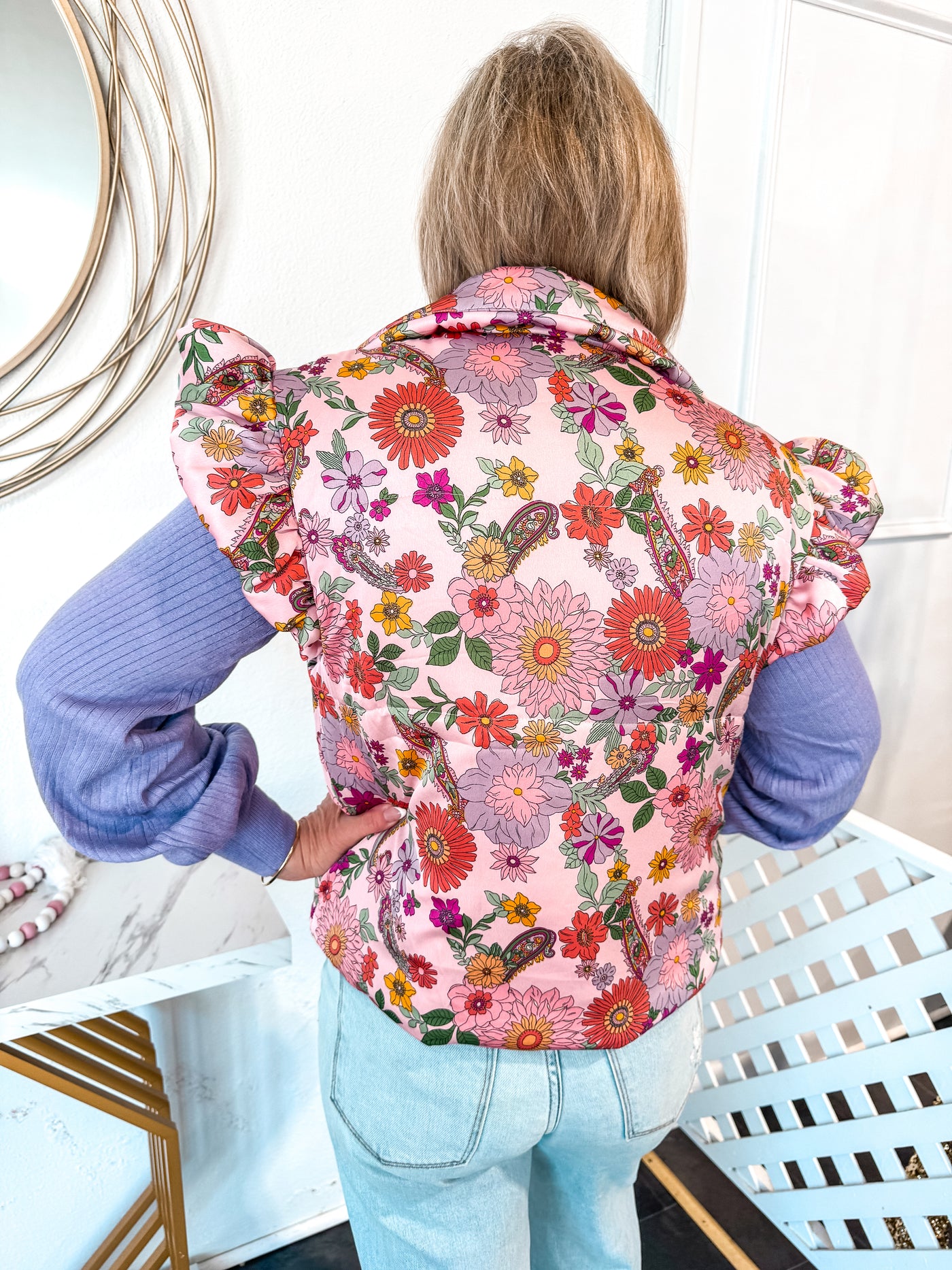 Flutter Sleeve Floral Vest