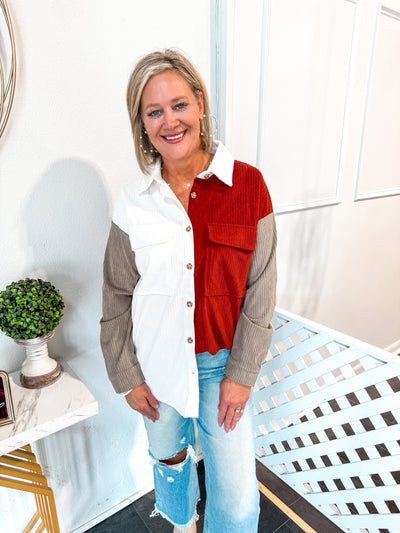 Rust Colorblock Shacket