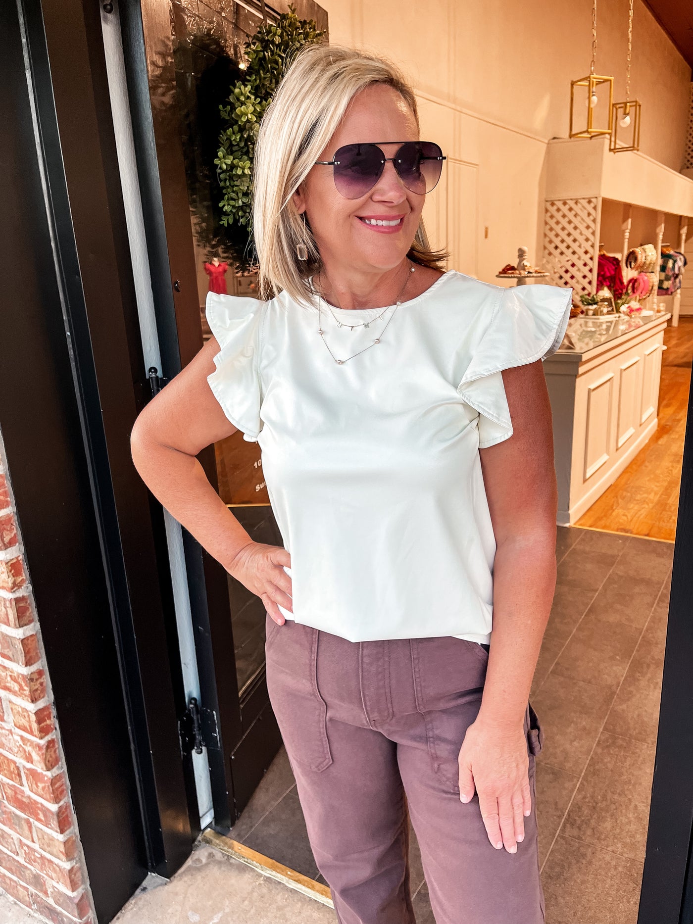 The Everyday Leather Top-Cream