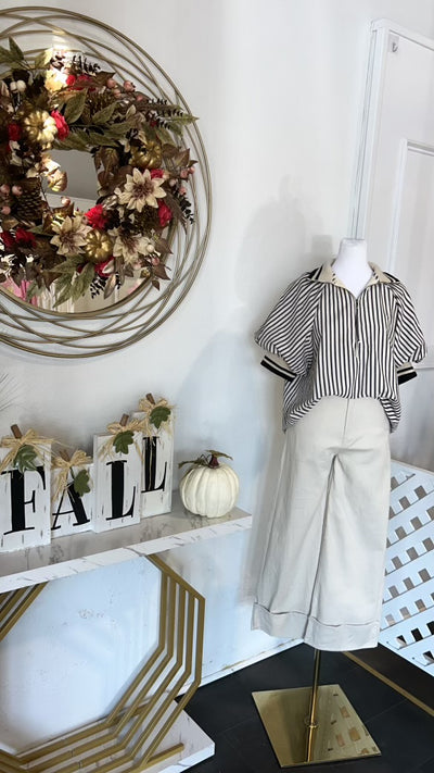 Fall Stripe Black Blouse