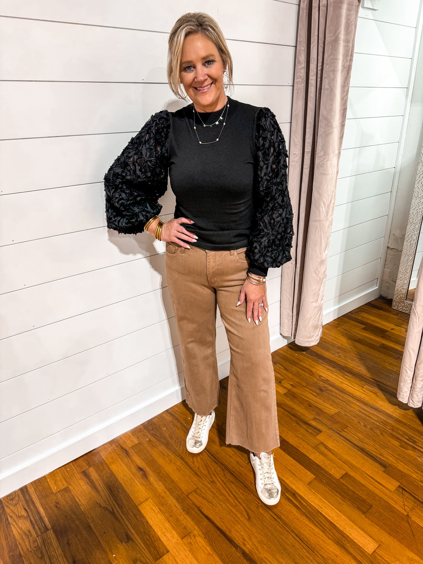 Taupe High Rise Wide Leg Jean