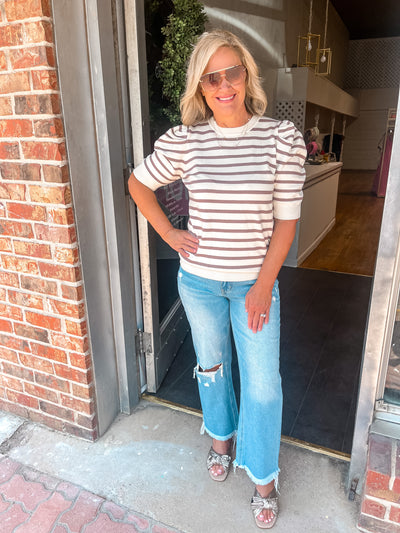 The Best Days Striped Sweater-Mocha