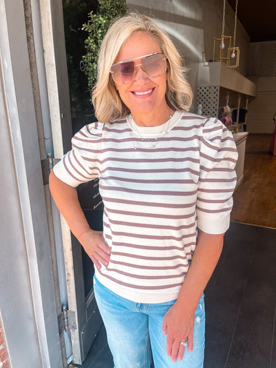 The Best Days Striped Sweater-Mocha