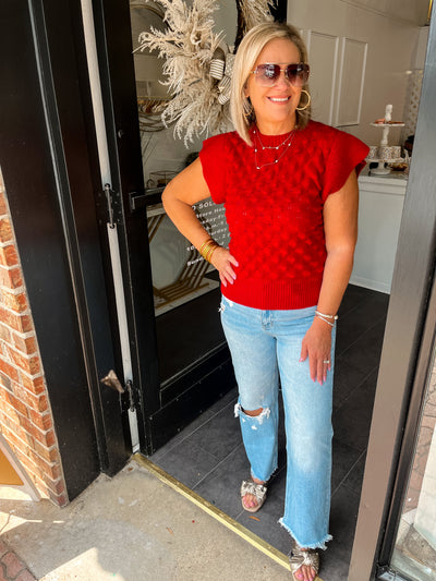 Just Your Style Sweater Vest-Red