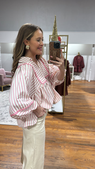 All Pink Stripe Blouse