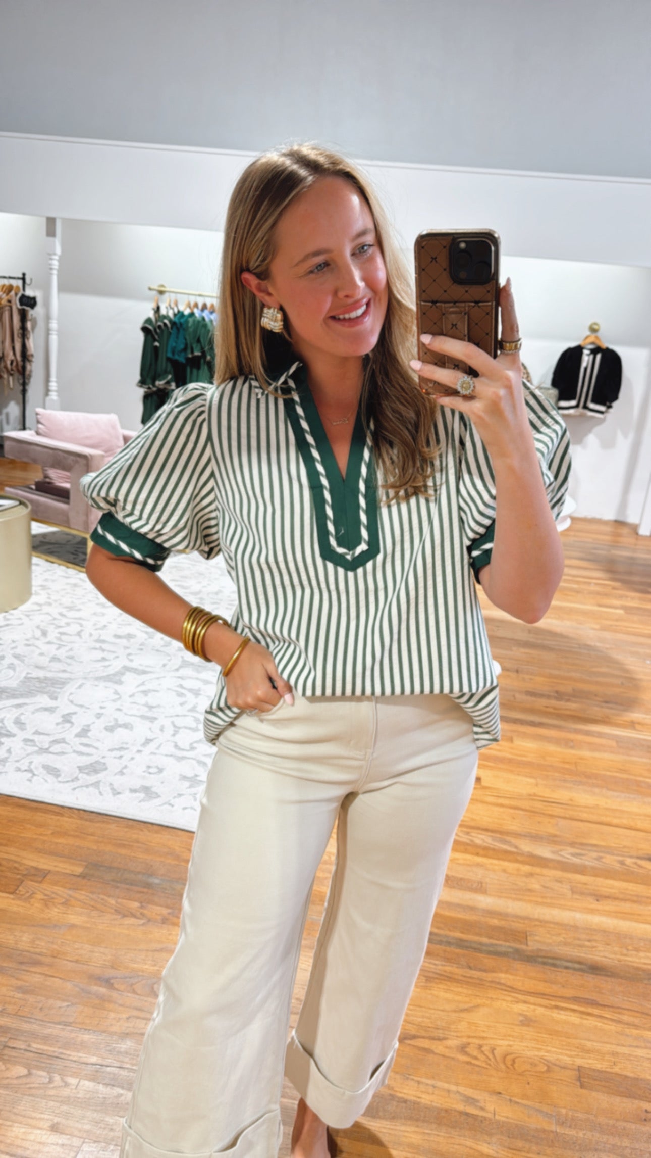 Lovely Green Stripe Blouse