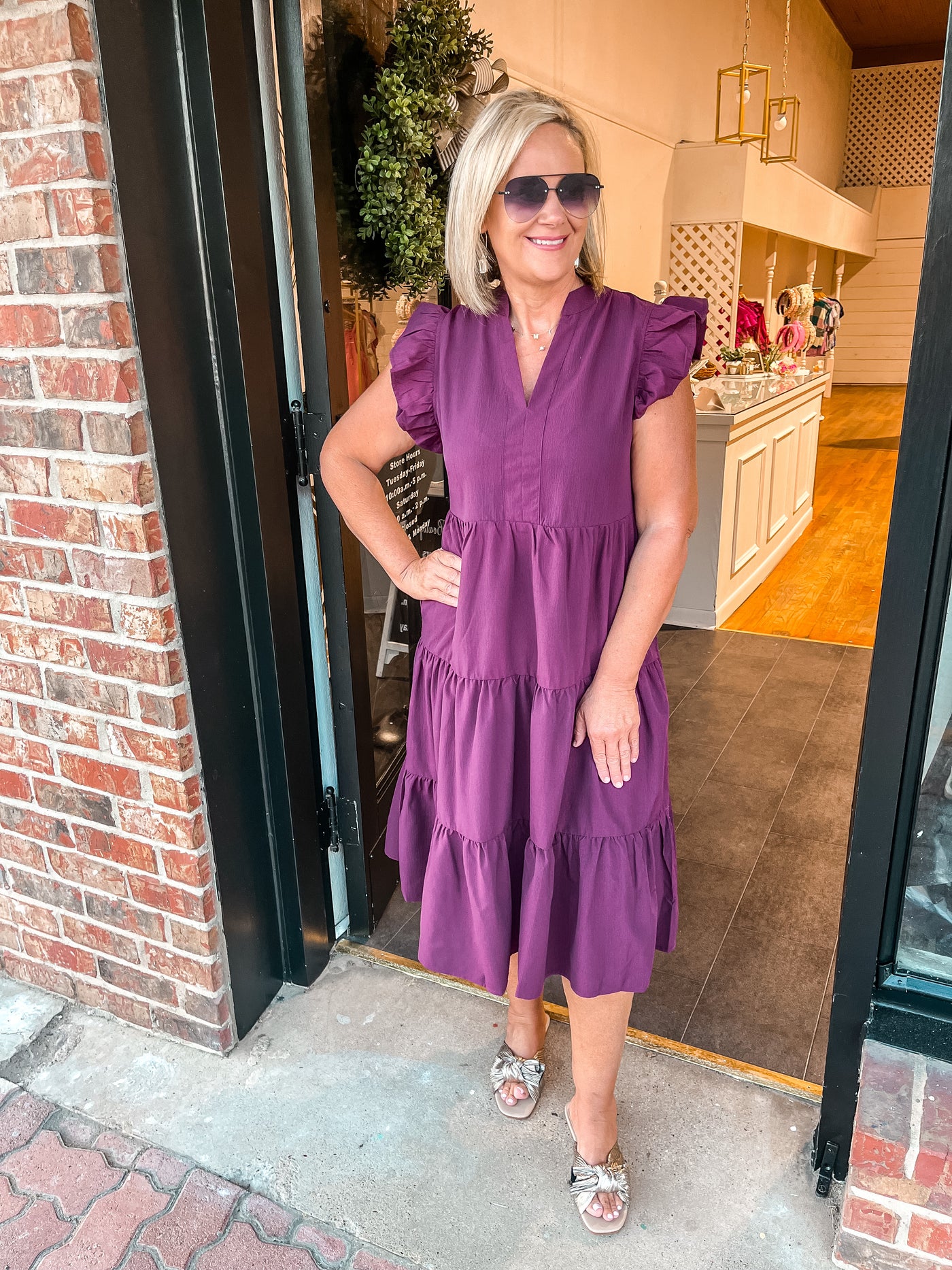 Autumn Plum Midi Dress