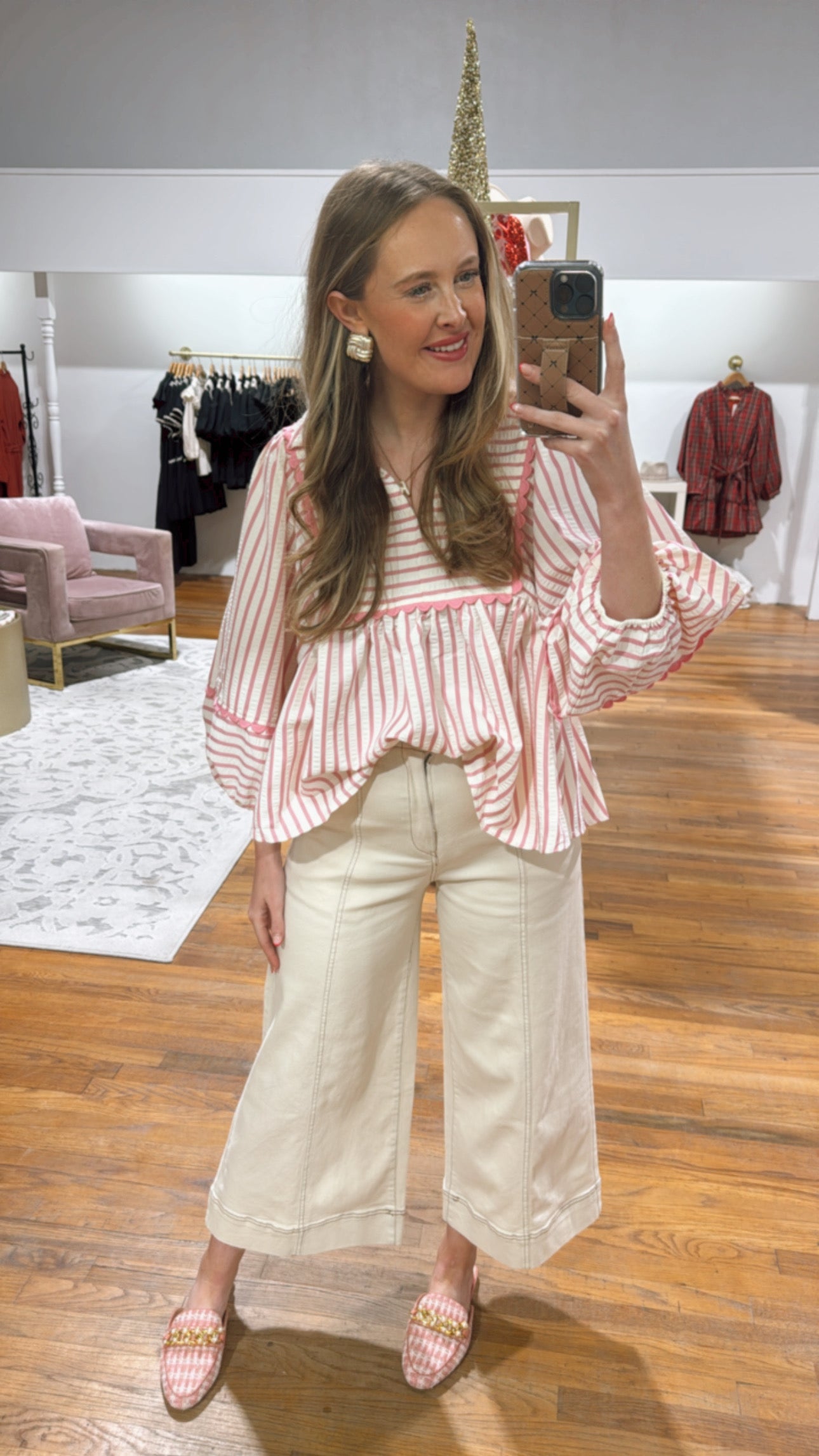 All Pink Stripe Blouse