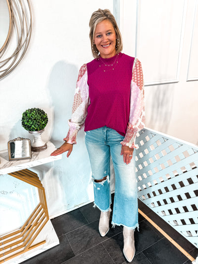 Check It Out Contrast Blouse
