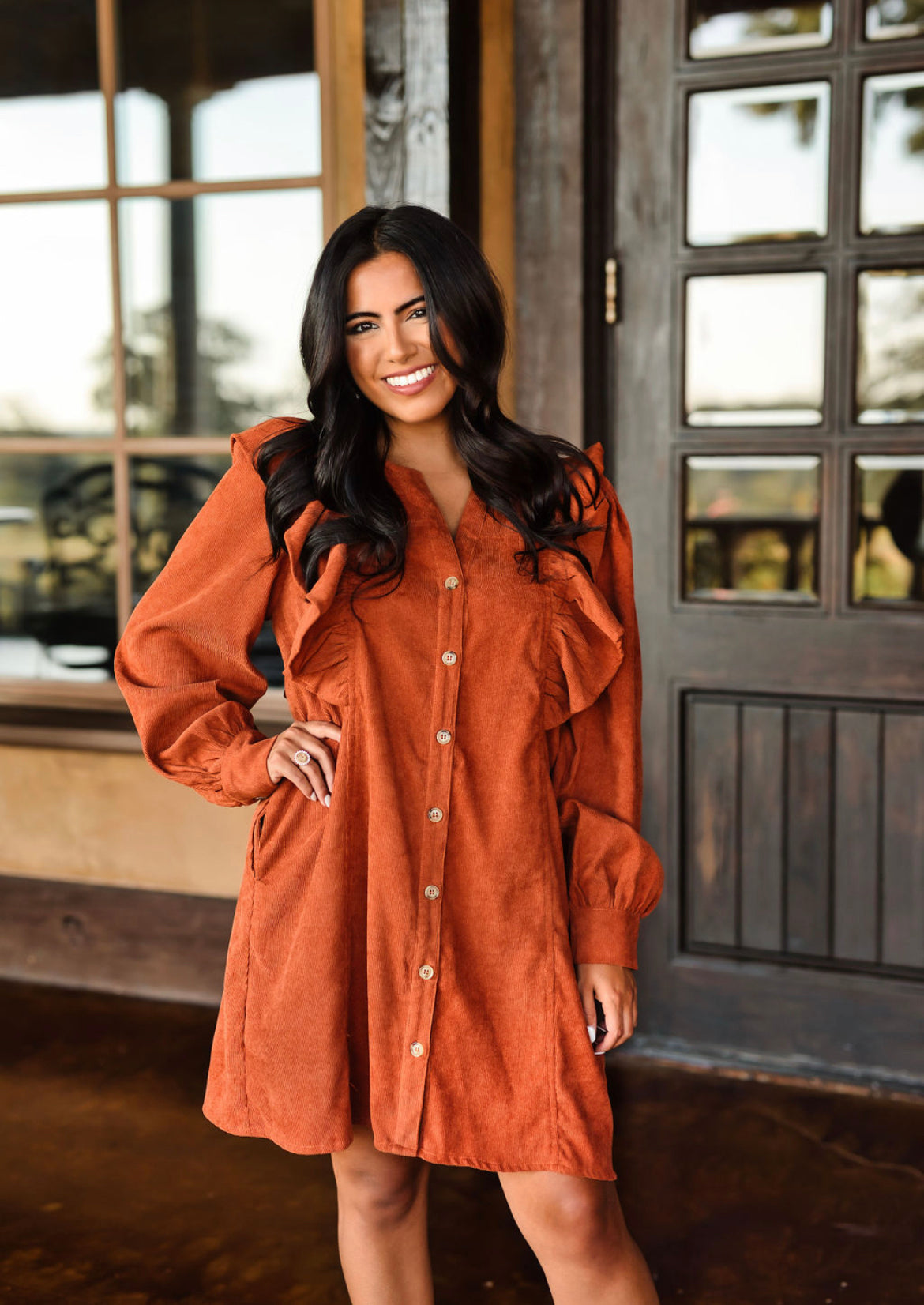 Forever Fall Camel Corduroy Dress