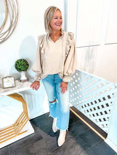 One and Only Fall Beige Blouse
