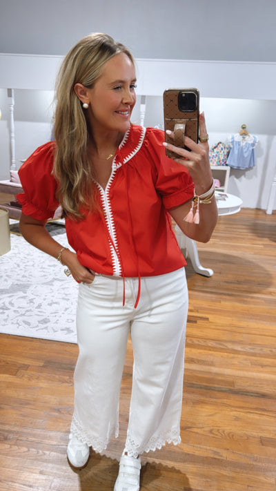 Work Wear Red Blouse