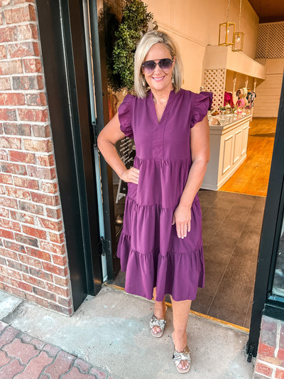 Autumn Plum Midi Dress
