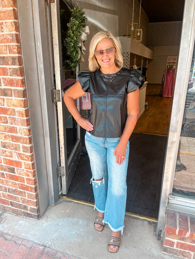 Meet You There Leather Top - Black