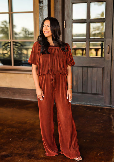 Gotta Have It Pleated Pants-Rust