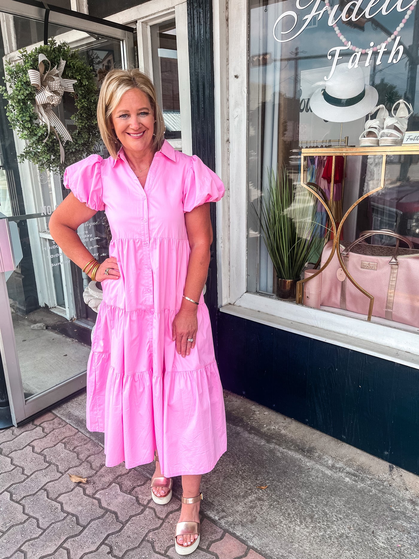 Cool Pink Button Down Dress