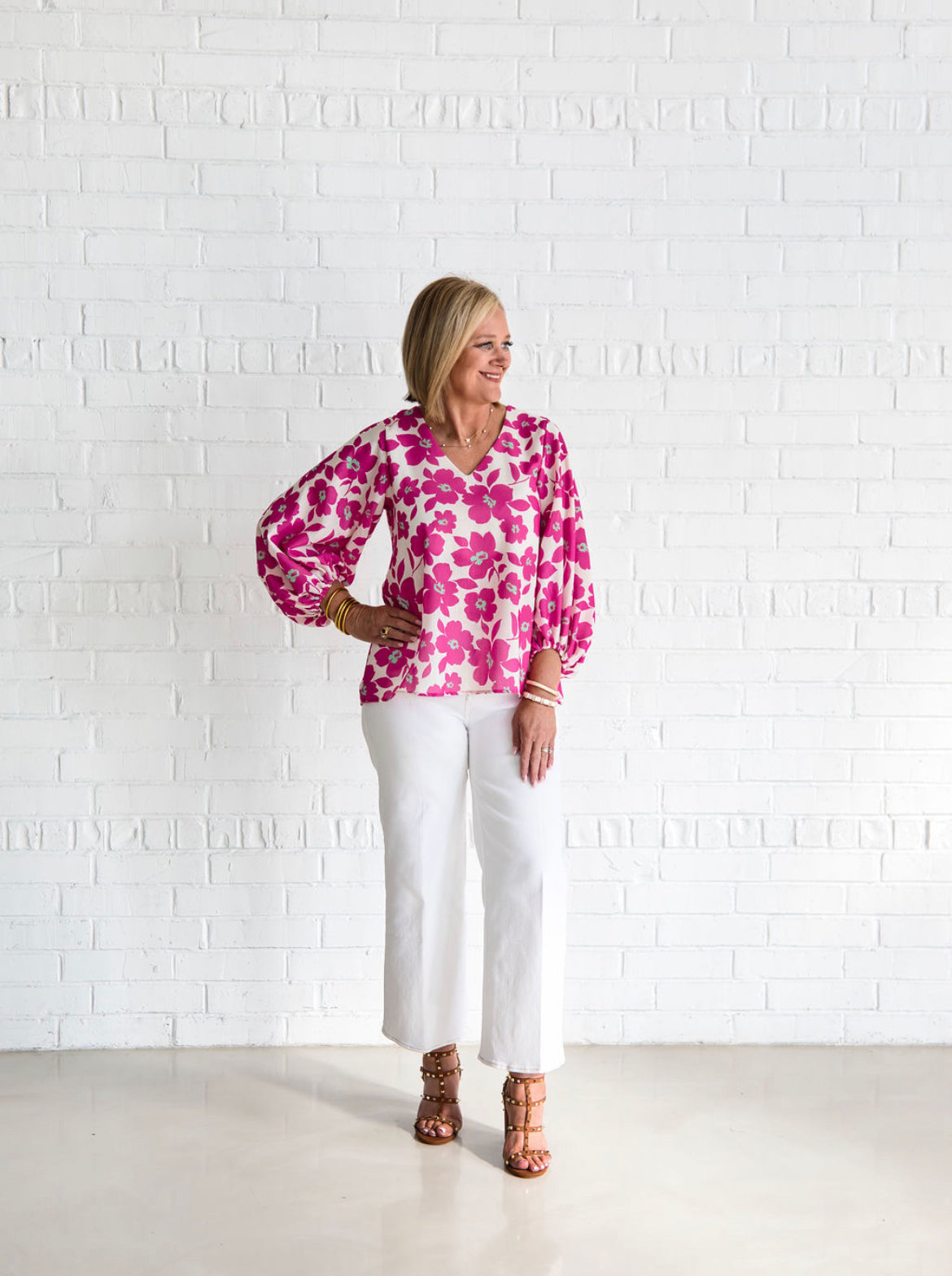 Fushia Floral Print Blouse