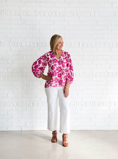 Fushia Floral Print Blouse