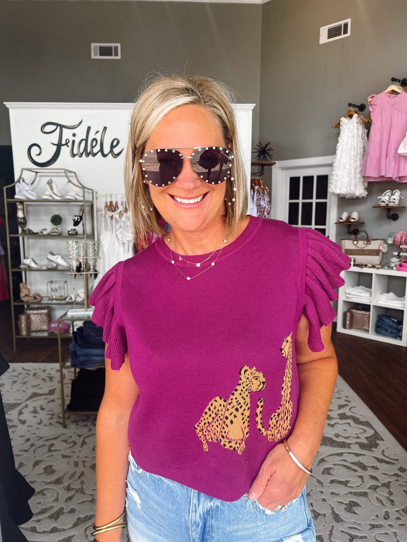 The Kenzie Plum Leopard Top