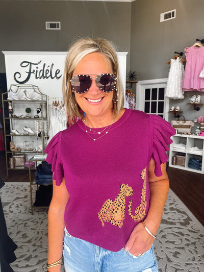 The Kenzie Plum Leopard Top