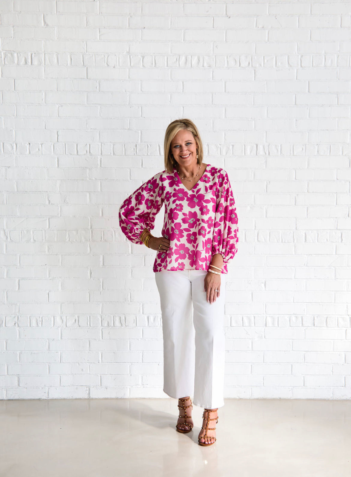 Fushia Floral Print Blouse