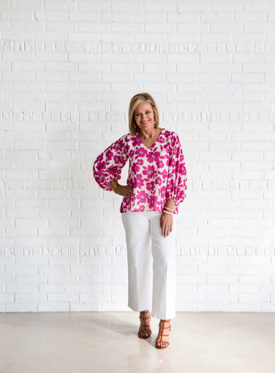 Fushia Floral Print Blouse