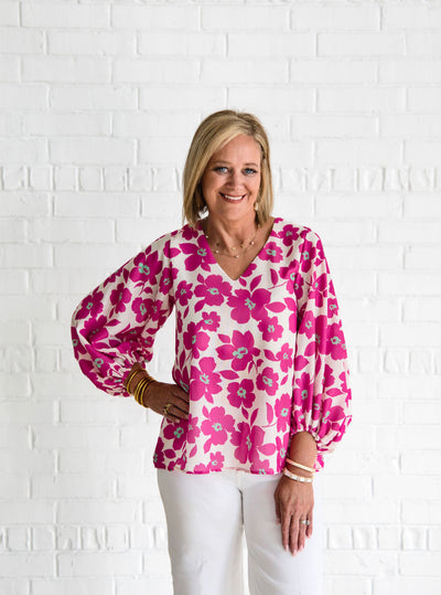 Fushia Floral Print Blouse