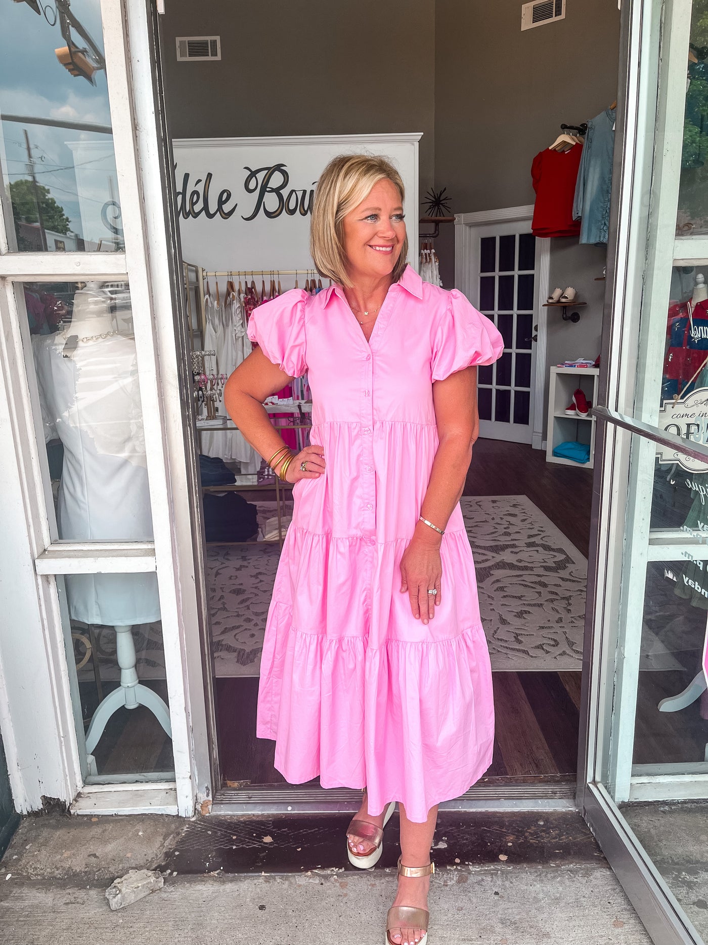 Cool Pink Button Down Dress