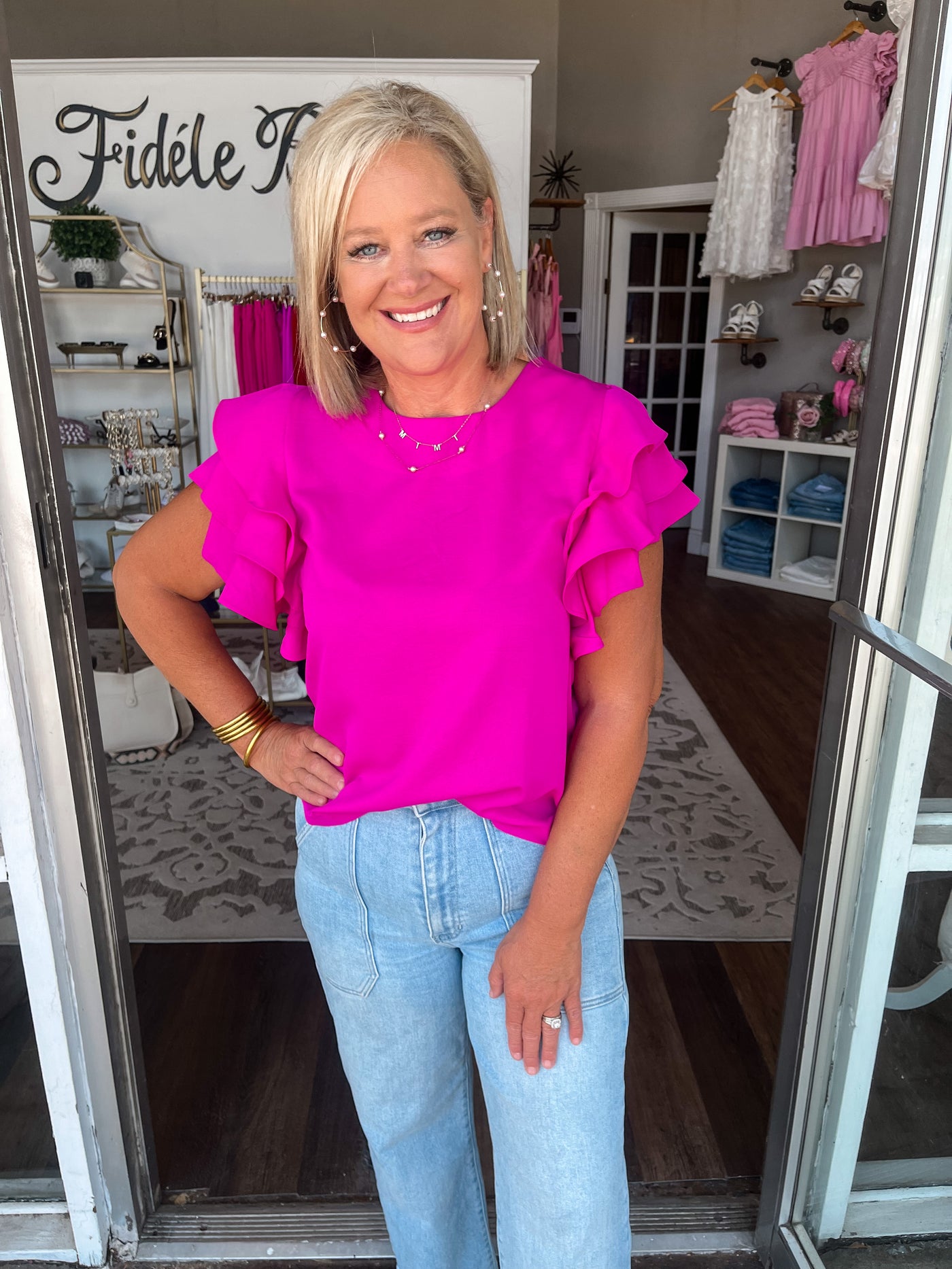 Stand Out In Style Blouse - Magenta