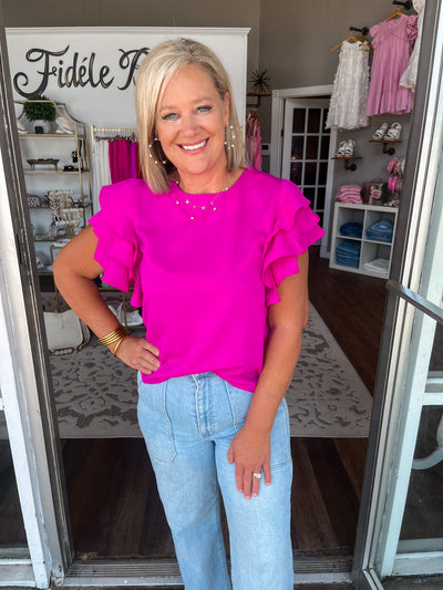 Stand Out In Style Blouse - Magenta