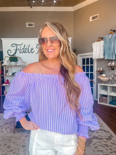 Lovely Lavender Off The Shoulder Top
