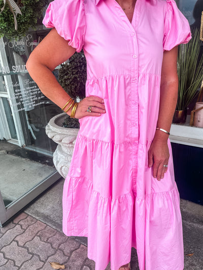 Cool Pink Button Down Dress