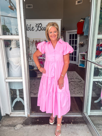 Cool Pink Button Down Dress