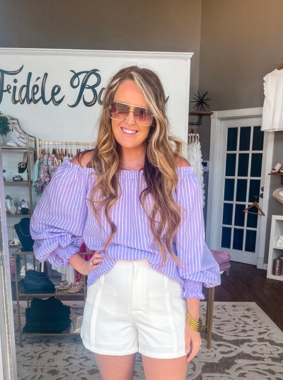 Lovely Lavender Off The Shoulder Top