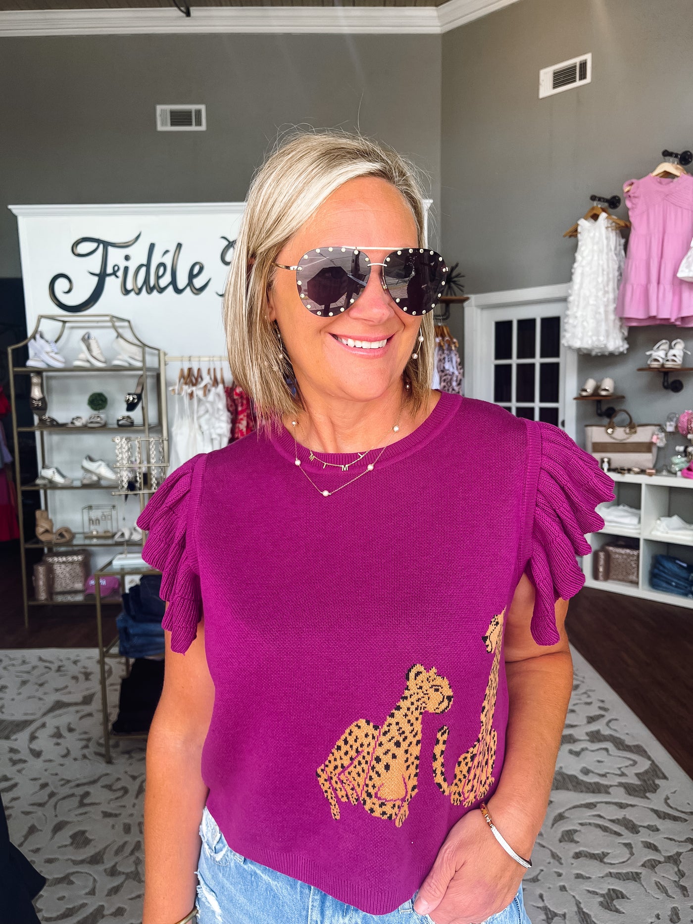 The Kenzie Plum Leopard Top