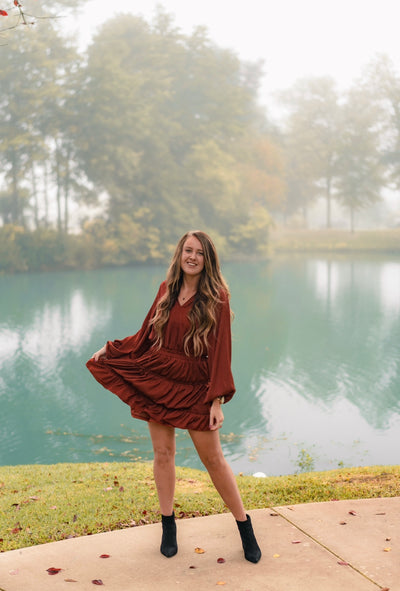 Brick Ruffled Dress