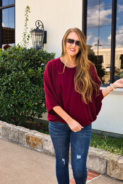 Maroon Drape Top