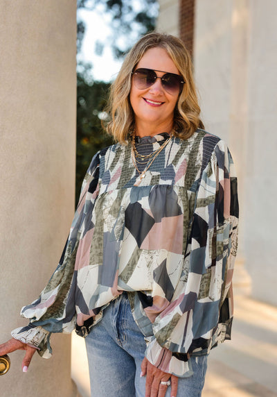 The Best Day Navy Sage Blouse